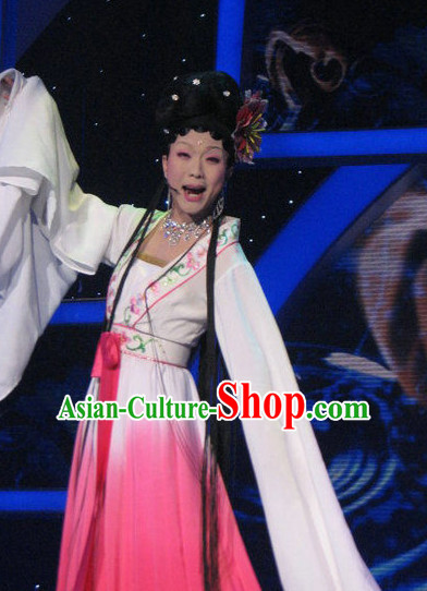 Long Sleeves Chinese Opera Costumes and Headpieces Complete Set for Ladies