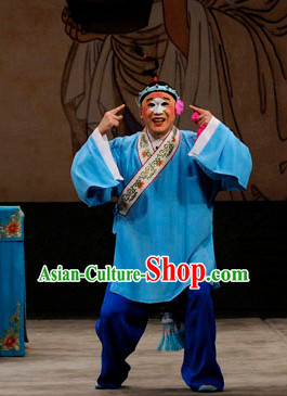 Chinese Beijing Opera Clown Costumes and Hat Complete Set for Men