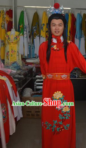Asian Fashion Chinese Jia Baoyu Costume and Headwear Complete Set