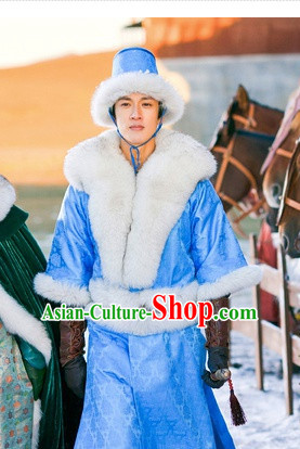 Traditional Chinese Prince Clothes Costumes and Hat Complete Set for Men