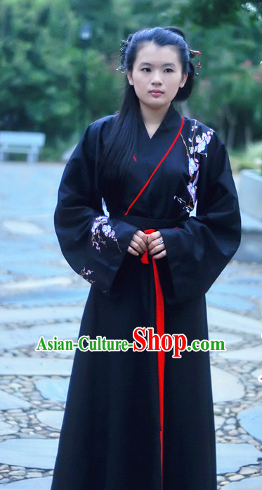 Black China Ancient Cultural Garment Hanfu Clothes Suits for Women