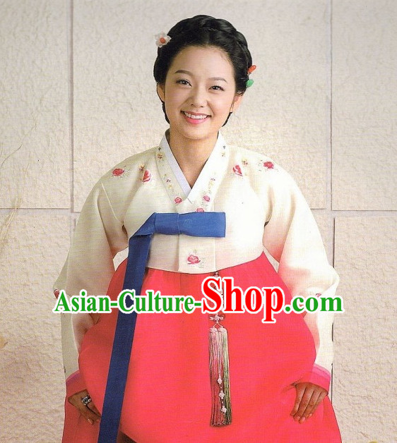 Korean Classic Hanbok Customs Garment and Hair Accessories Complete Set for Women
