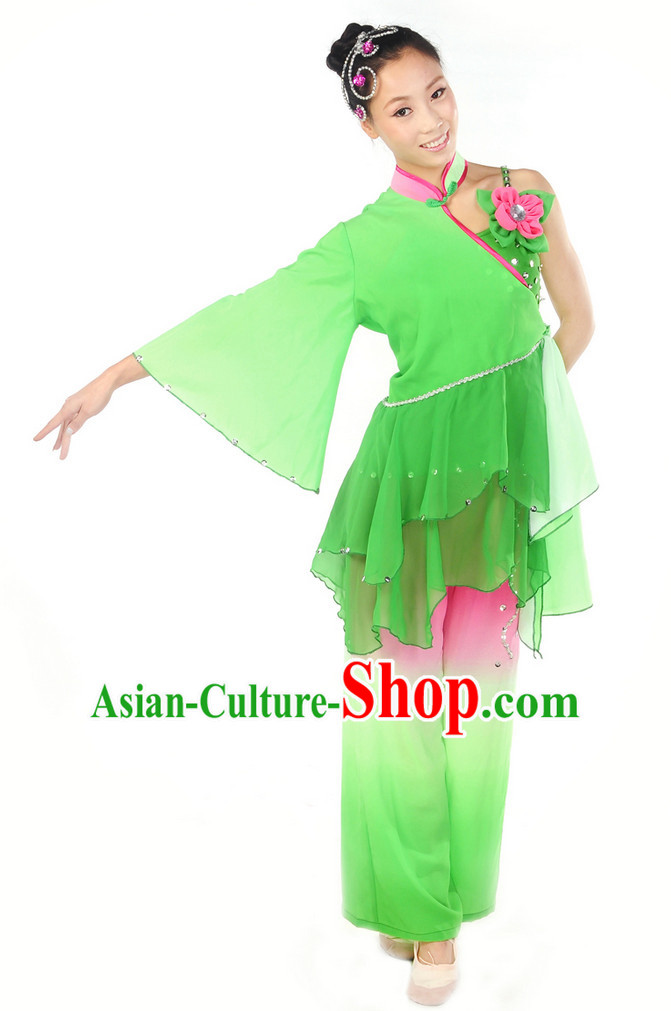 Asian Lotus Classic Dancewear and Headwear Complete Set for Women