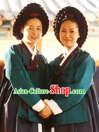 Korean Ancient Hanbok Dress and Wigs Complete Set for Women