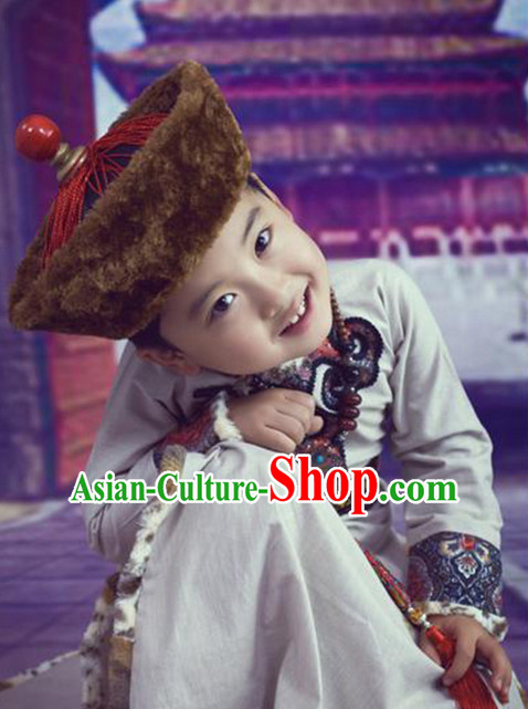 Mongolian Traditional Clothing and Hat for Kids