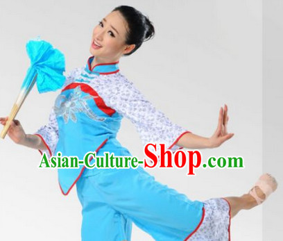 Chinese Folk Fan Dancing Costume Complete Set for Women