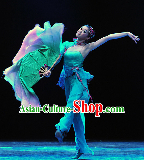 Chinese Professional Stage Performance Fan Group Dancewear Dance Costume Complete Set for Women