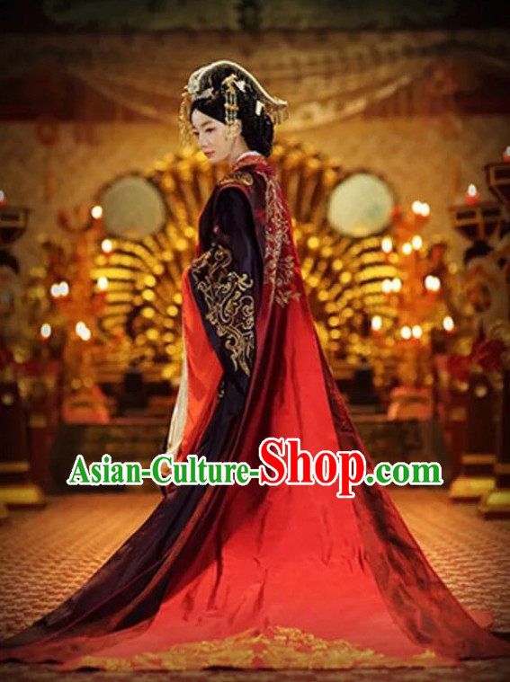 Chinese Ancient Han Dynasty Empress Imperial Royal Clothing with Long Trail