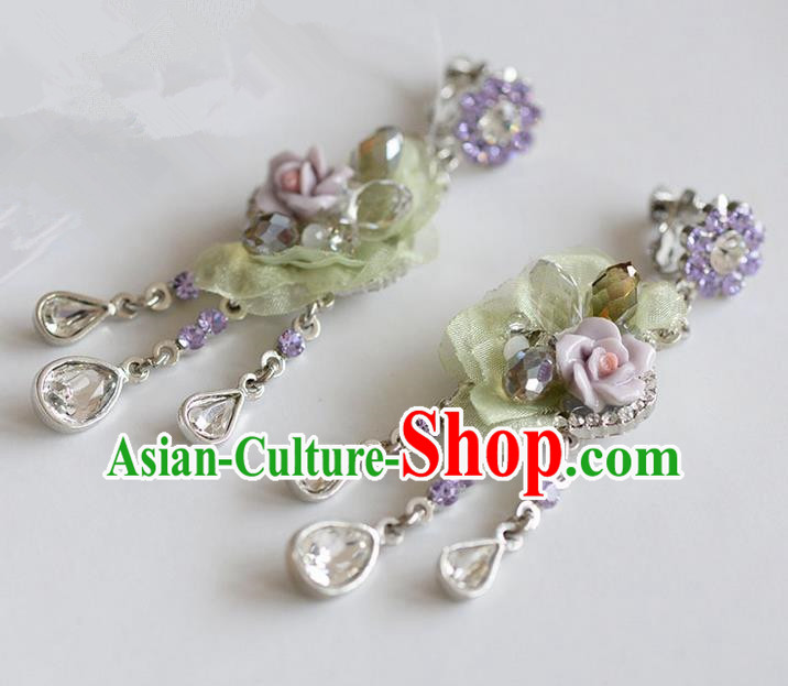 Traditional Jewelry Accessories, Palace Princess Accessories, Wedding Earrings, Crystal Earring for Women