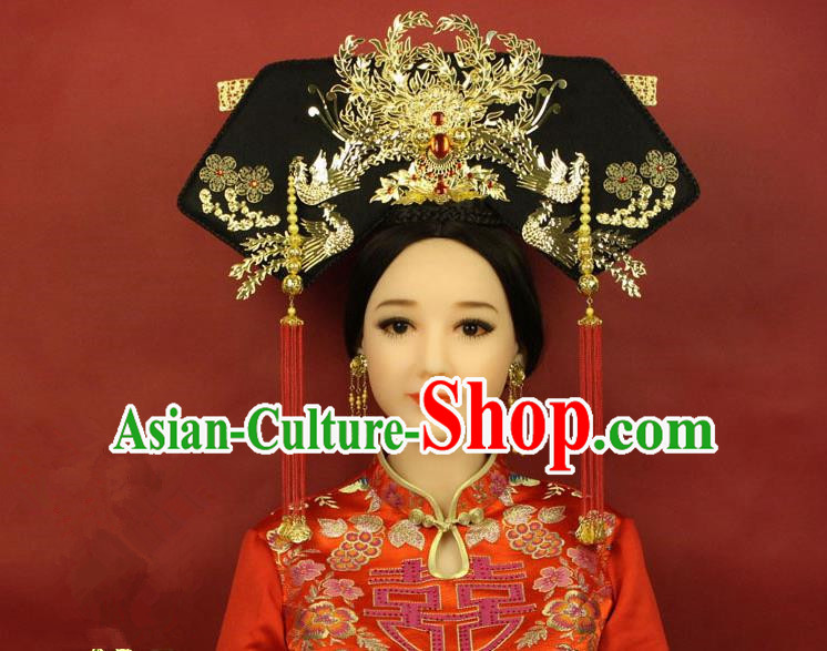 Qing Dynasty Imperial Empress Handmade Phoenix Wig and Hair Accessories