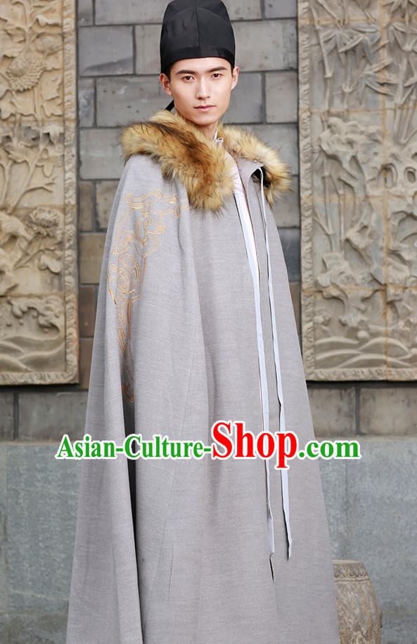 Chinese National Costumes Clothing and Hat Complete Set for Men