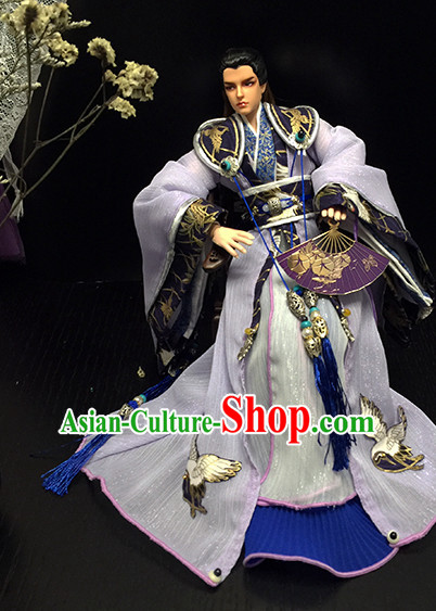 Ancient Chinese Palace Imperial Royal Prince Emperor Hanfu Costumes and Hair Accessories Complete Set for Men Boys Adults Kids
