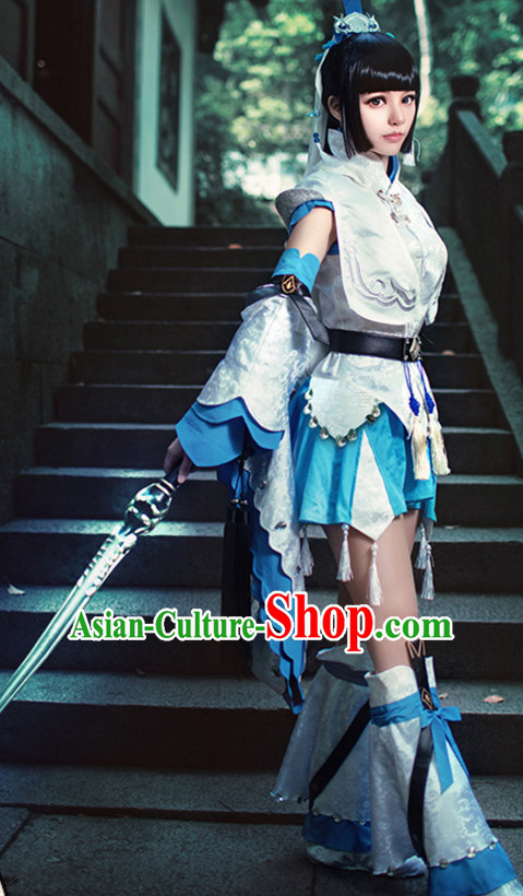Ancient Chinese Swordsman Style Cosplay Costumes Clothes Complete Set for Women