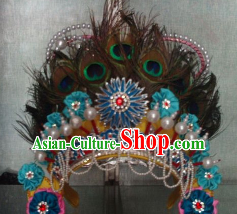 Handmade Ancient Traditional Chinese Peacock Prince Hat Oriental Hats Asian Fashion