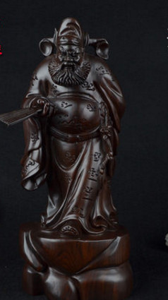 16 Inches High Chinese Classical Hands Carved Wooden Sculptures of Zhong Kui