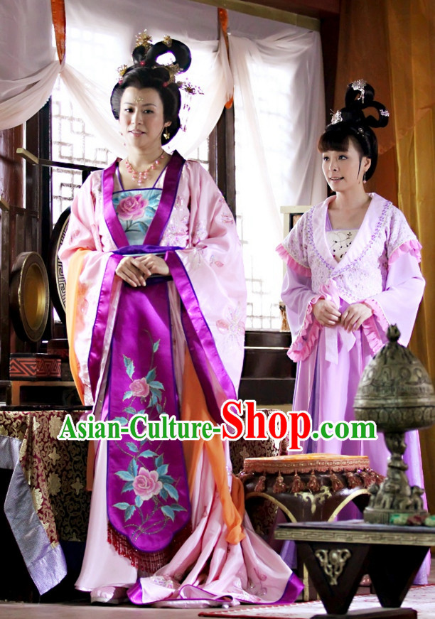 Traditional Chinese Ancient Princess Dresses and Headdress Complete Set