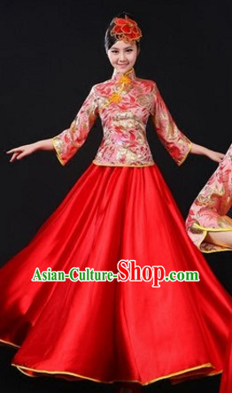 Chinese Traditional Stage Mandarin Dance Dancewear Costumes Dancer Costumes Dance Costumes Clothes and Headdress Complete Set for Women