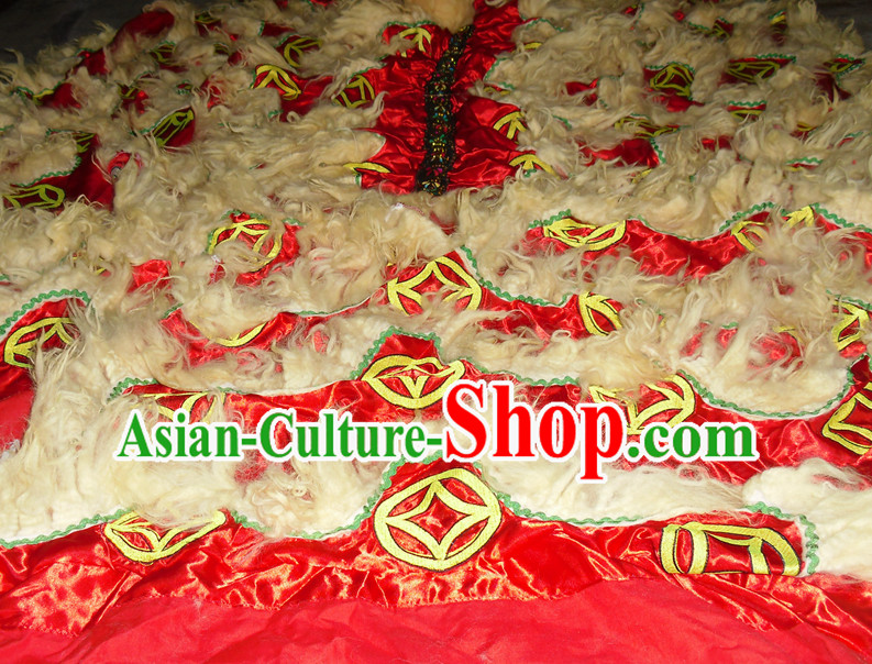Top Asian Chinese Lion Dance Pants Claws Tail Body Costumes Set
