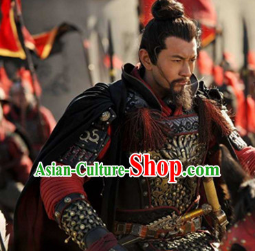 Chinese Ancient Suphero Body Armor Costumes, Long Mantle and Helmet Complete Set for Men