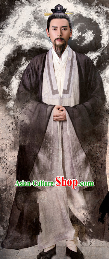 Chinese Ancient Taoist Costumes Clothing Complete Set for Men