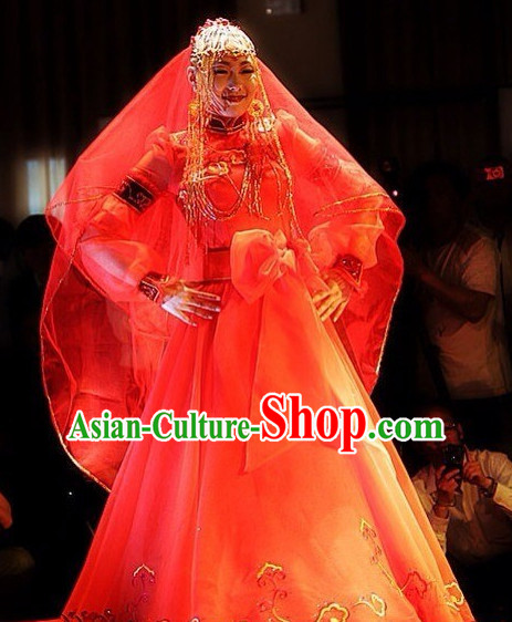 Traditional Chinese Mongolian Wedding Dress Complete Set for Women