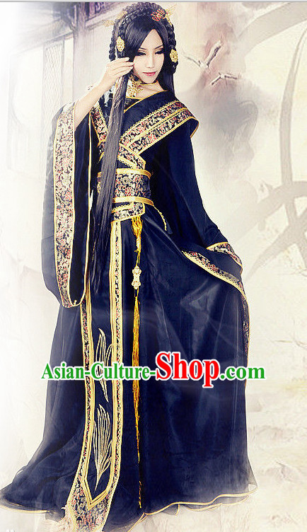 Chinese TV Drama Costume Ancient Theatrical Costumes Historical Clothing and Hair Accessories Complete Set for Women