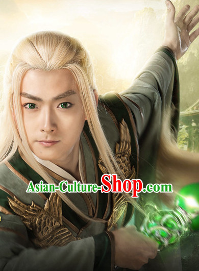 China Ancient White Long Wigs for Knights
