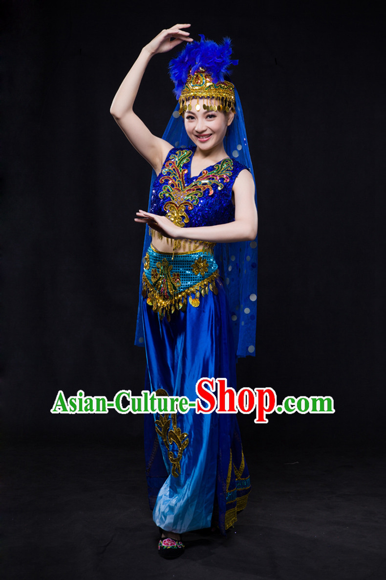 Chinese Xinjiang Yi Lao Miao Zhuang Bai Yao Minority Women Dresses Ethnic Clothing Minority Dance Costume Minority Dress Complete Set