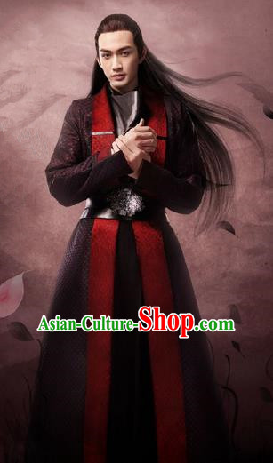 Traditional Chinese Ancient Men Childe Costumes, Ancient Chinese Cosplay Teleplay Ten great III of peach blossom Role General Swordsmen Roayl Prince Embroidered Costume Complete Set for Men