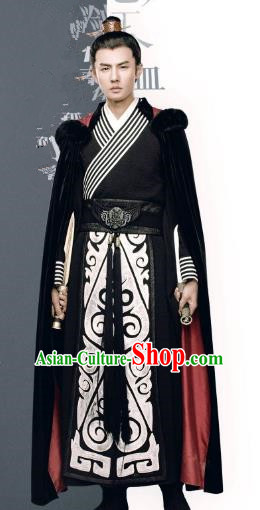 Traditional Chinese Qin Dynasty Prince Embroidered Costume, Asian China Ancient Swordsman Clothing for Men