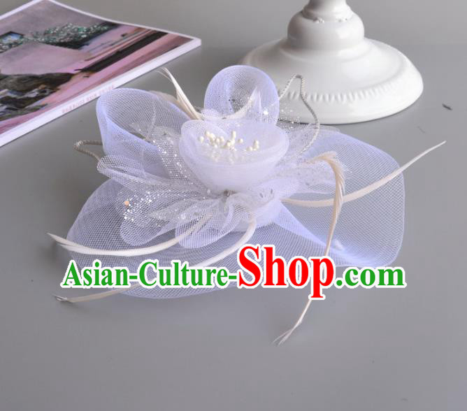 Top Grade Handmade Wedding Hair Accessories Bride Veil Headwear, Baroque Style Feather Hair Stick for Women
