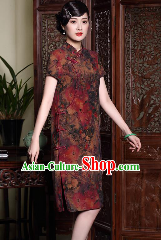 Traditional Ancient Chinese Young Lady Retro Cheongsam Watered Gauze Dress, Asian Republic of China Qipao Tang Suit Clothing for Women