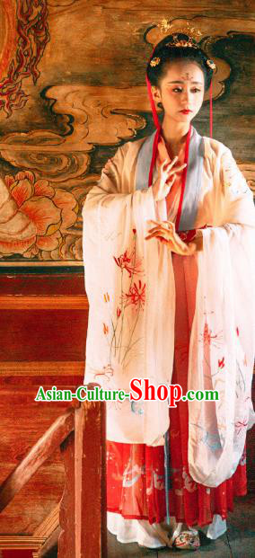 Asian China Tang Dynasty Imperial Princess Clothing, Traditional Ancient Chinese Palace Lady Hanfu Clothing for Women
