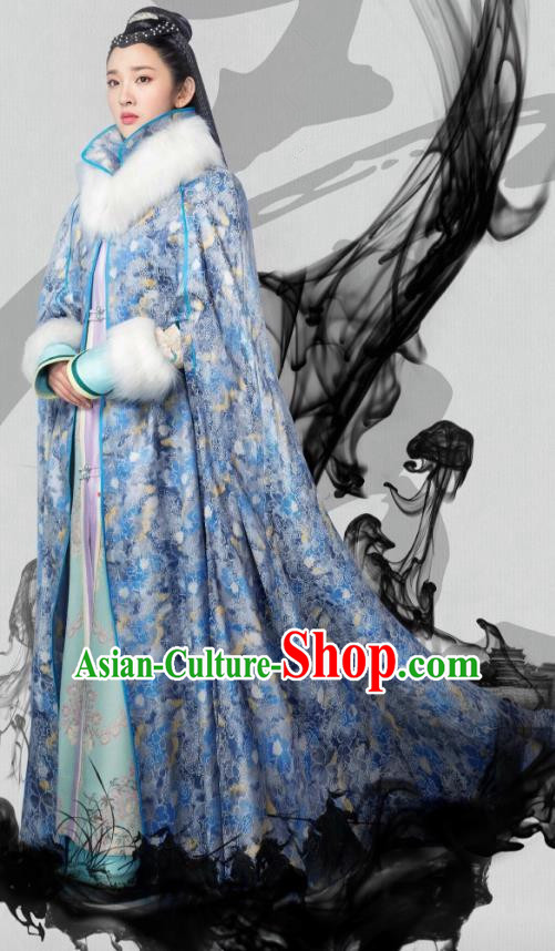 Traditional Chinese Qing Dynasty Princess Costume and Cloak Complete Set, China Ancient Manchu Lady Mandarin Embroidered Clothing for Women