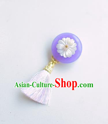 Korean National Accessories Purple Tassel Brooch, Asian Korean Hanbok Fashion Breastpin for Kids