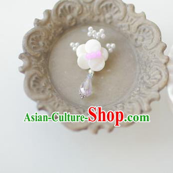 Korean National Accessories Girls White Begonia Flower Brooch, Asian Korean Hanbok Fashion Bride Breastpin for Kids