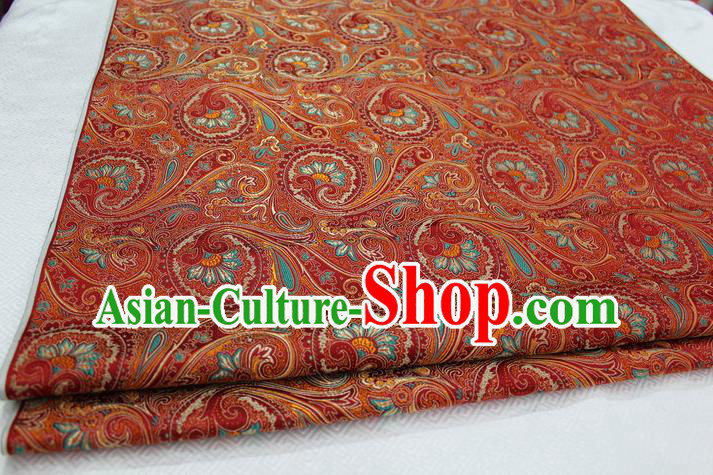 Chinese Traditional Ancient Costume Palace Pteris Pattern Mongolian Robe Orange Brocade Tang Suit Fabric Hanfu Material