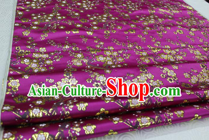 Chinese Traditional Ancient Costume Palace Wintersweet Pattern Cheongsam Purple Brocade Tang Suit Satin Fabric Hanfu Material