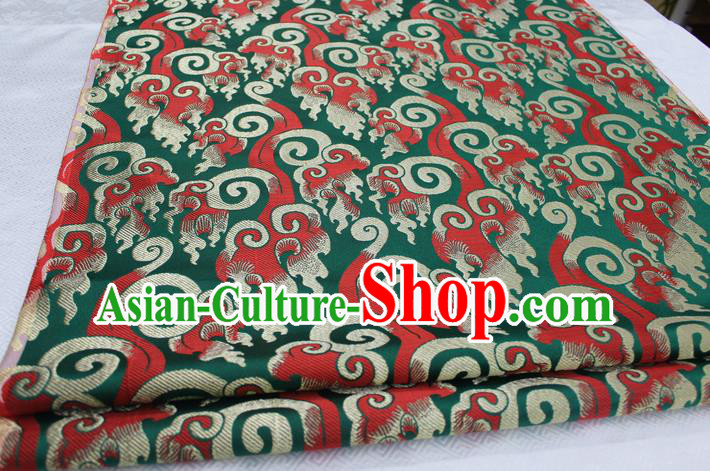 Chinese Traditional Ancient Costume Royal Palace Pattern Tang Suit Green Brocade Cheongsam Satin Fabric Hanfu Material