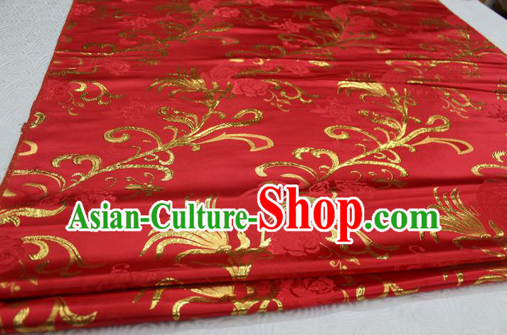 Chinese Traditional Wedding Clothing Palace Pattern Xiuhe Suit Red Brocade Ancient Costume Satin Fabric Hanfu Material