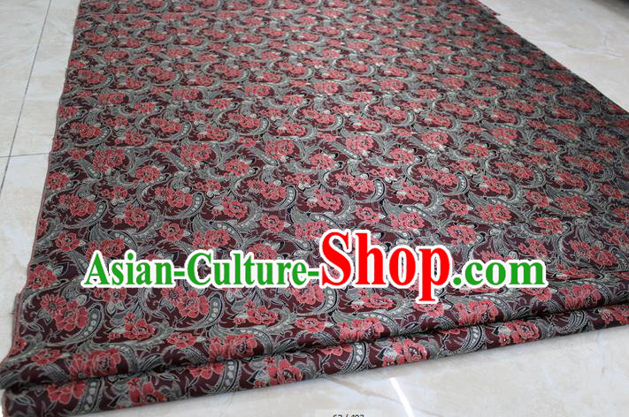 Chinese Traditional Wedding Cheongsam Ancient Costume Amaranth Brocade Palace Pattern Tang Suit Satin Fabric Hanfu Material