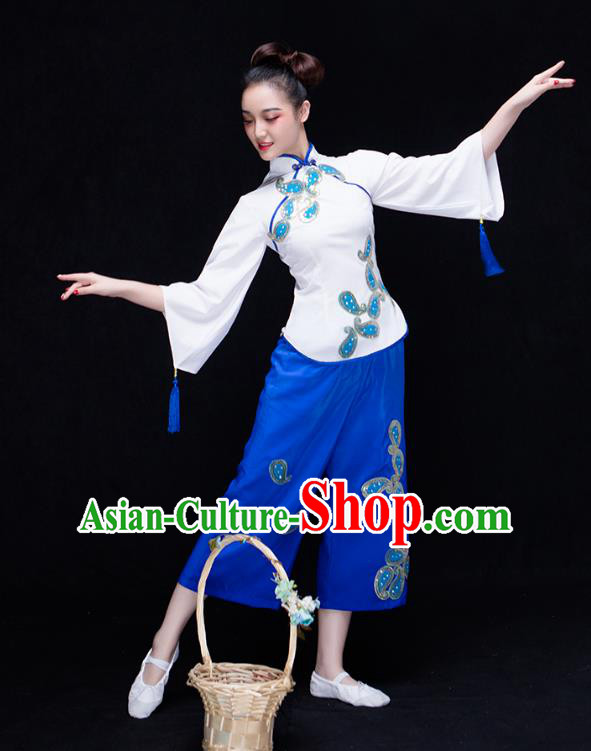 Traditional Chinese Classical Yangge Dance Uniforms Embroidered Costume, China Yangko Dance Dress Clothing for Women