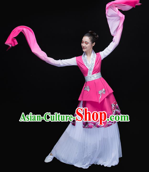 Traditional Chinese Classical Dance Fan Dance Water Sleeve Costume, China Folk Dance Yangko Clothing for Women