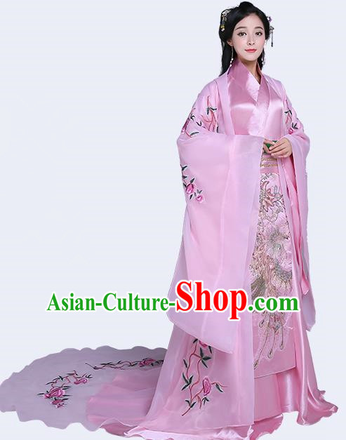 Traditional Chinese Han Dynasty Imperial Concubine Costume, China Ancient Princess Hanfu Tailing Embroidered Clothing for Women