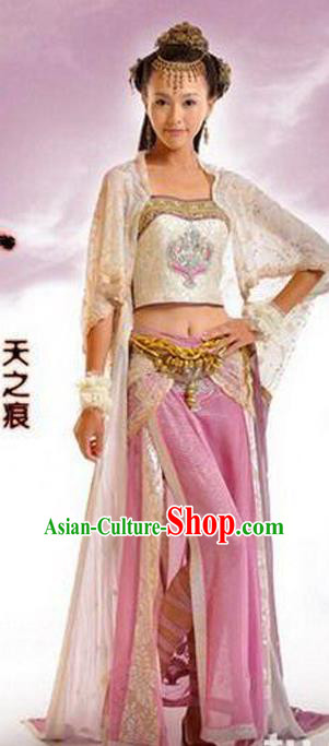 Traditional Ancient Chinese Swordsman Embroidered Pink Costumes for Women