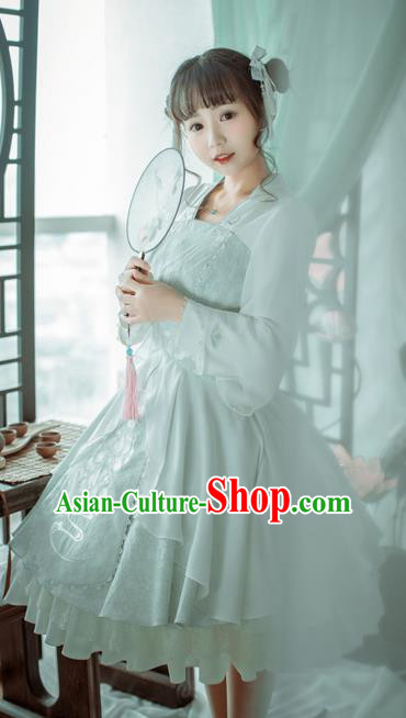 Traditional Ancient Chinese Imperial Consort Improved Costume, Elegant Hanfu Clothing Chinese Tang Dynasty Imperial Empress Cosplay Fairy Embroidered White Dress for Women