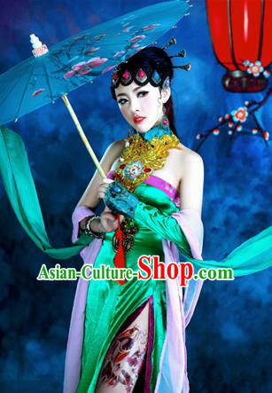 Traditional Ancient Chinese Peking Opera Imperial Consort Costume, Chinese Han Dynasty Peking Opera Lady Dress, Cosplay Chinese Imperial Concubine Clothing Hanfu for Women