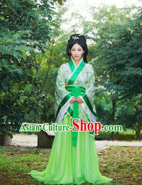 Traditional Ancient Chinese Imperial Emperess Costume, Chinese Han Dynasty Princess Young Lady Dress, Cosplay Chinese Peri Concubine Embroidered Hanfu Clothing for Women