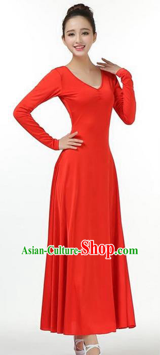 Traditional Modern Dancing Compere Costume, Women Opening Classic Chorus Singing Group Dance Dress, Modern Dance Classic Dance Red Dress for Women