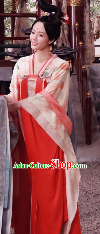 Traditional Ancient Chinese Imperial Consort Costume, Elegant Hanfu Palace Concubine Dress, Chinese Tang Dynasty Imperial Princess Tailing Clothing for Women